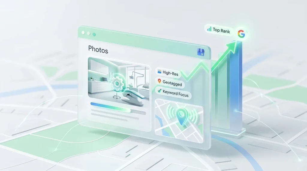 Dental GBP photos optimization guide: upload sequence, technical requirements, and photo categories for local pack ranking