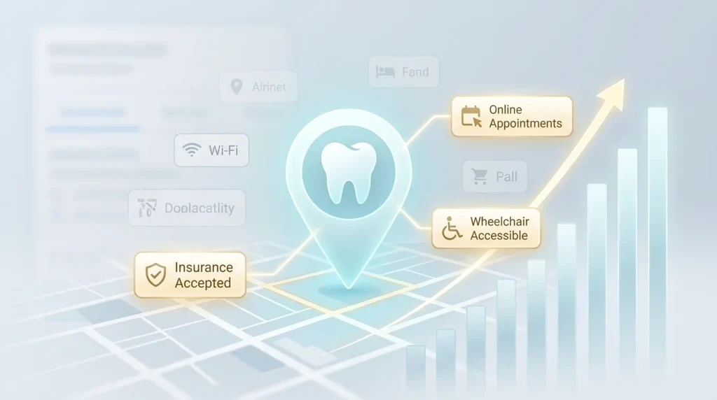 Google Business Profile attributes dental practice local pack ranking example