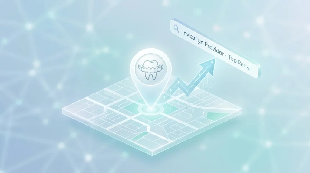 Invisalign local SEO framework showing GBP secondary category, standalone page, and provider tier signals for US orthodontic practices